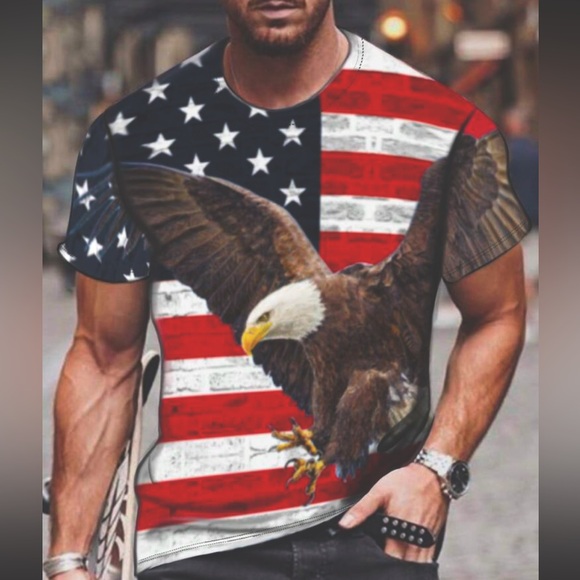 NWOT- AMERICAN FLAG T SHIRT STARS & STRIPES - Picture 1 of 4